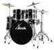 "complete Black 20'' Acoustic Drum Kit With Cymbals, Stool, Hardware, And Pedal"
