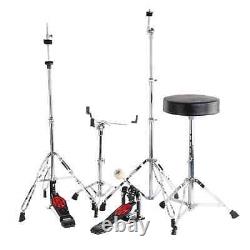 'Complete Black 20'' Acoustic Drum Kit with Cymbals, Stool, Hardware, and Pedal'