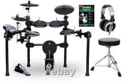 Complete Electronic Drum Set with Rack, Pedal, Module, Headphones, and Stool, 8 Pads