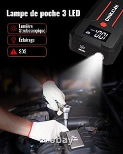 DINKALEN Car Battery Booster 23800mAh 3000A Portable Jump Starter Moto T