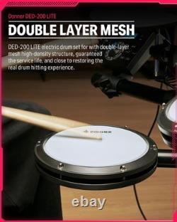 Donner DED-200 Lite Electronic Drum Kit + Lessons, Headphones, Seat