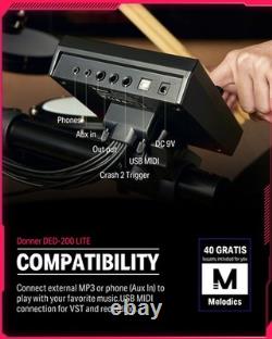 Donner DED-200 Lite Electronic Drum Set Course, Headphones, Seat