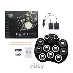 Drum Electric Kit Drum Set Black + Green Electronic Battery Pedal