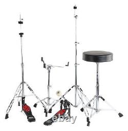 Drum Kit Acoustic 20'' Red Hardware Stool Cymbals Set