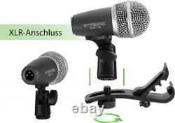 Dynamic Battery Microphone Set for Drum Studio Recording with Clip Case