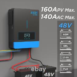 EDECOA 10200W Hybrid Inverter 48V 220V MPPT 160A 90-500V Battery-Free Operation