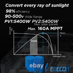 EDECOA 10200W Hybrid Inverter 48V 220V MPPT 160A 90-500V Battery-Free Operation
