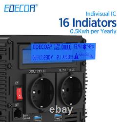 'EDECOA 12V to 220V Converter 3000W 6000W Inverter with LCD and 2 USB Ports'