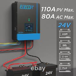 EDECOA 3800W Hybrid Inverter 24V 220V MPPT 110A PV 55-450V Works Without Battery