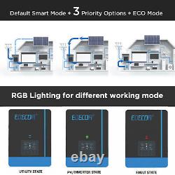 EDECOA 3800W Hybrid Inverter 24V 220V MPPT 110A PV 55-450V Works Without Battery
