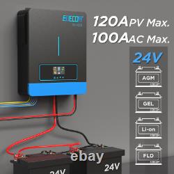 EDECOA 4200W Hybrid Inverter 24V 220V MPPT 120A PV60-500V Works Without Battery