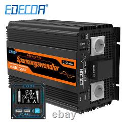 EDECOA Converter 3500W 12V 220V Pure Sine Wave Inverter LCD VR