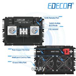 EDECOA Pure Sine Wave Converter 12V 220V Inverter 3500W Remote Control LCD