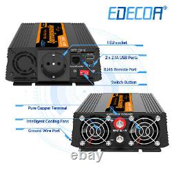 EDECOA Pure Sine Wave Inverter 1000W 12V 220V USB Transformer