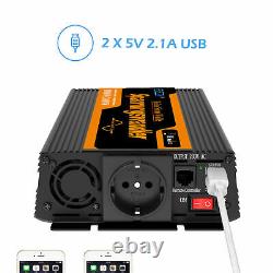 EDECOA Pure Sine Wave Inverter 1000W 12V 220V USB Transformer