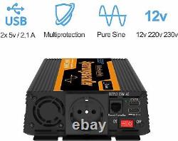 EDECOA Pure Sine Wave Inverter 1000W 12V 220V USB Transformer