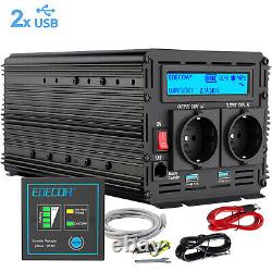 Edecoa Pure Sine Converter 12v 220v Inverter 1500w 3000w LCD Inverter