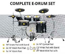 Electronic Drum Kit 9 Wood Pads 720 MIDI Sounds Complete Set Stool