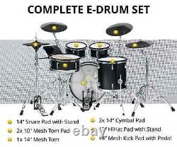 Electronic Drum Kit 9 Wooden Pads USB MIDI 720 Sounds Set Stool Headphones