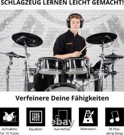 Electronic Drum Kit 9 Wooden Pads USB MIDI 720 Sounds Stool Headphones Set