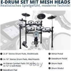 Electronic Drum Kit Mesh Pads Set MIDI USB Module Stool Headphones