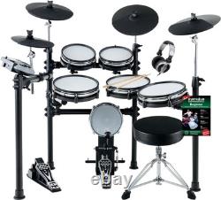 Electronic Drum Kit Mesh Pads Set MIDI USB Module Stool Headphones