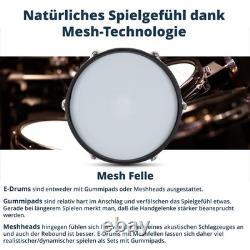 Electronic Drum Kit Set with Mesh Pads, MIDI USB Module, Stool, and Headphones