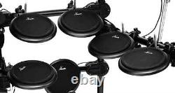 Electronic Percussion Drum Set E-Drum Kit Sound Module Pedal Black Rack