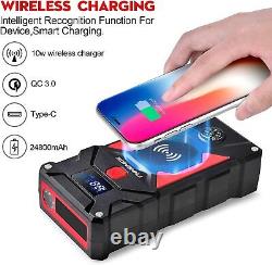 FNNEMGE Booster Battery 2500A Peak 24800mAh 12V Wireless Charging Jump Starter