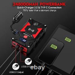 FNNEMGE Booster Battery 2500A Peak 24800mAh 12V Wireless Charging Jump Starter