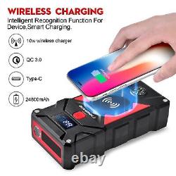 FNNEMGE Booster Battery 5000A Peak 24800mAh 12V Jump Starter up to Everything