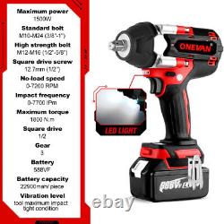 High power cordless impact wrench with 1800N. M torque + 2 batteries
