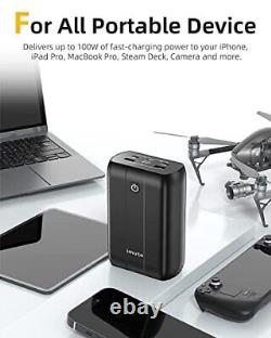 Imuto External Laptop Battery 27200mAh Power Bank PD 100W+ 90W GaN USB C Charger