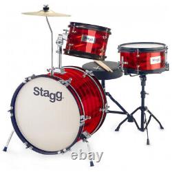 Junior Stagg TIM JR 3/16 Red 3-piece Drum Set and Accessories