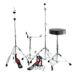Kit Acoustic Battery 22'' Drum Complete Set Cymbals Stool Black