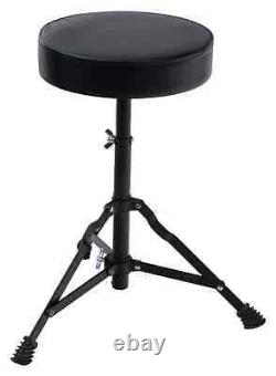 Kit Acoustic Battery 22'' Studio Set Complete Stool Cymbals Black Set