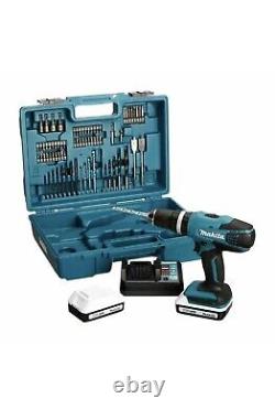 MAKITA Cordless Hammer Drill Driver + 2 18V Batteries + 74 Accessories