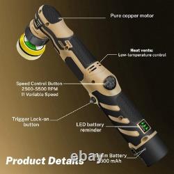 Mini Cordless Polisher 12V 6 Speeds Auto Polishing + 2 Batteries 2300mAh