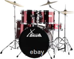 Percussion Drum Kit Battery Set Bass Drum Cymbals Stands Stool Sticks