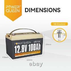 Power Queen Lithium Battery 12v 100ah Lifepo4 Bms 100a For Off-grid Solar