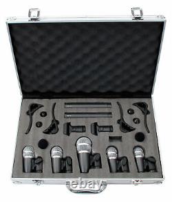 Set Dynamic Microphones Battery Micro Drum Studio Recording Box Clip