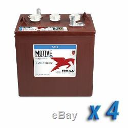 Set Of 4 Trojan Cyclic Battery 6v 240ah T-125 + Free Car Golf Photov Acid