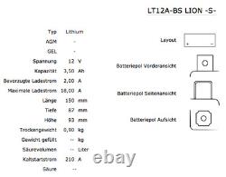 Shido LT12A-BS 12V LiFePO4 Lithium Ion Battery (YT12A-BS) Moto Racing
