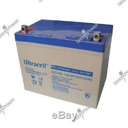 Slow Discharge Battery Ultracell Uc75-12 12v 75ah Threaded Insert M6