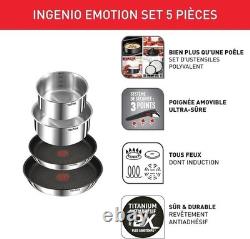 TEFAL Ingenio Emotion Stainless Steel Cookware Set 5 pcs Induction Frying Pans L897S504