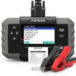 TOPDON BT600 Car Battery Tester 12/24V with Integrated Printer