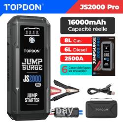 TOPDON JS2000 Pro Car Battery Booster 2500A 12V Jump Starter Gasoline Diesel