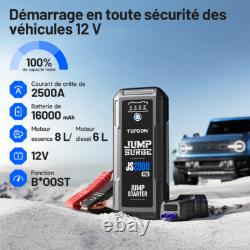 TOPDON JS2000 Pro Car Battery Booster 2500A 12V Jump Starter Gasoline Diesel