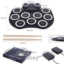Tambour Kit Black + Green Electric Set Electronic Battery Pliable Pedal