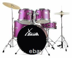 Translate this title in English: 22'' Acoustic Drum Kit Complete Drum Set Stool Stand Pedal Violet